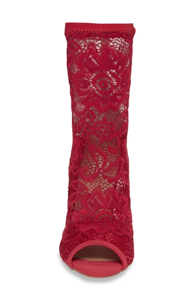 Shop Charles By Charles David Imaginary Lace Sock Bootie In Scarlet Fabric