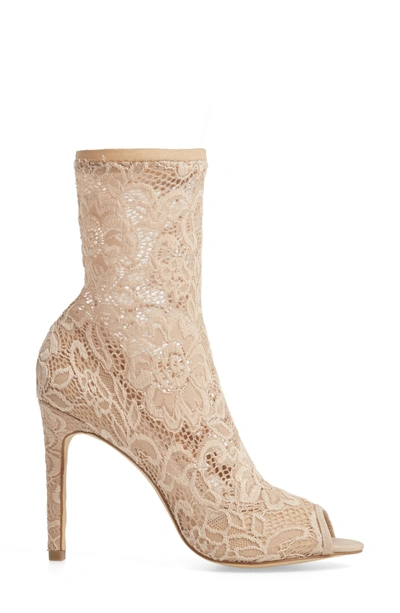 Shop Charles By Charles David Imaginary Lace Sock Bootie In Nude Fabric
