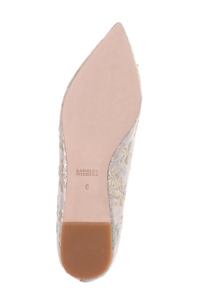 Shop Badgley Mischka 'davis' Crystal Embellished Pointy Toe Flat In Platino Brocade Fabric