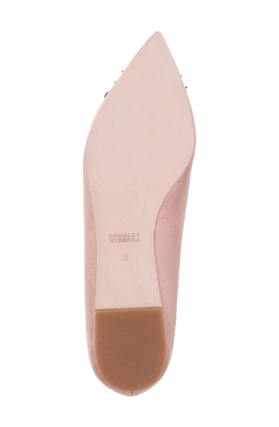 Shop Badgley Mischka 'davis' Crystal Embellished Pointy Toe Flat In Dark Pink Satin