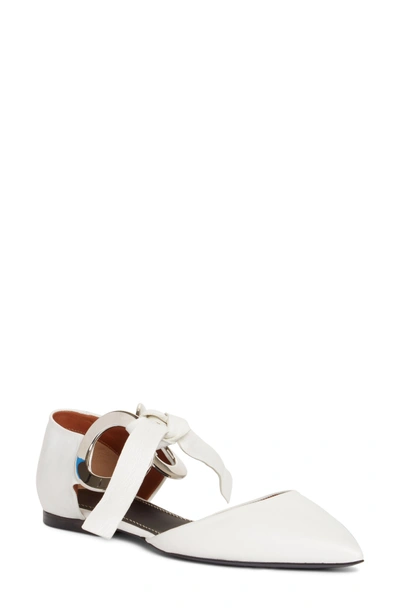 Shop Proenza Schouler Lace-up Pointy Toe Flat In White