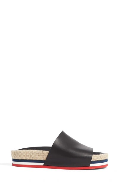 Shop Moncler Evelyne Platform Slide In Black Leather