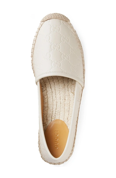 Shop Gucci Pilar Espadrille Flat In White Leather