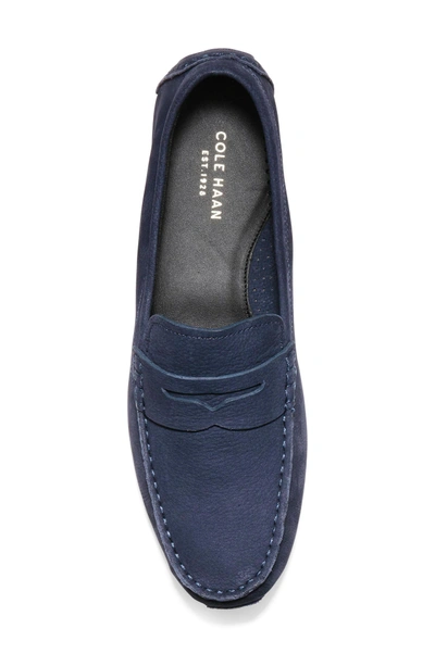 Shop Cole Haan Rodeo Penny Driving Loafer In Marine Blue Nubuck