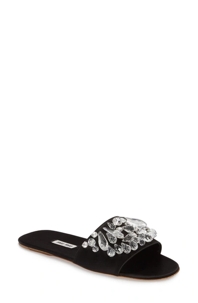 Shop Miu Miu Embellished Slide Sandal In Black