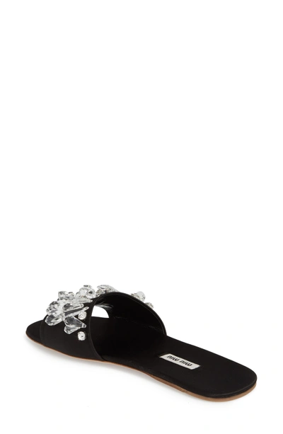 Shop Miu Miu Embellished Slide Sandal In Black