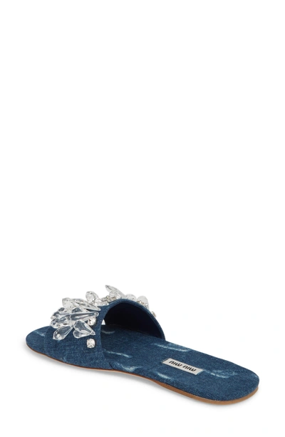 Shop Miu Miu Embellished Slide Sandal In Blue