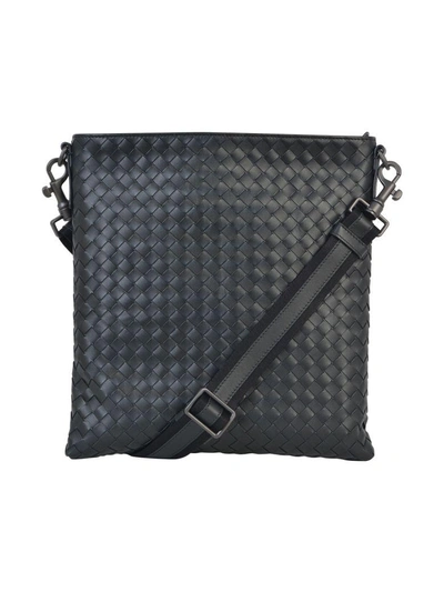 Shop Bottega Veneta Intrecciato Messenger Bag In Black