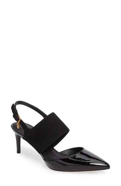 Tory Burch Ashton Mixed Leather 65mm Pump In Black/ Black | ModeSens