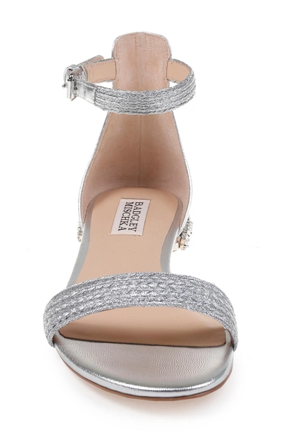 Shop Badgley Mischka Steffie Ankle Strap Sandal In Silver Leather