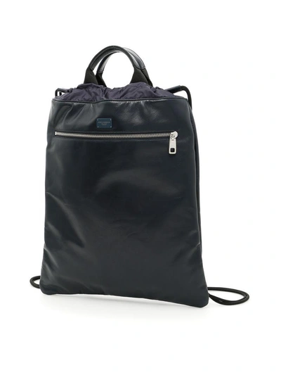 Shop Dolce & Gabbana Nappa And Lightweight Nylon Backpack In Blu Scuro-blublu