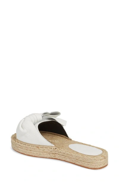 Shop Rebecca Minkoff Giana Bow Slide Sandal In Optic White Leather