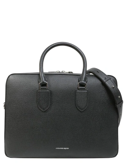 Shop Alexander Mcqueen Leather Briefcase In Nero