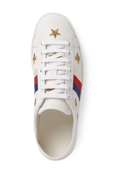 Shop Gucci New Ace Convertible Heel Sneaker In White/ Bee Print