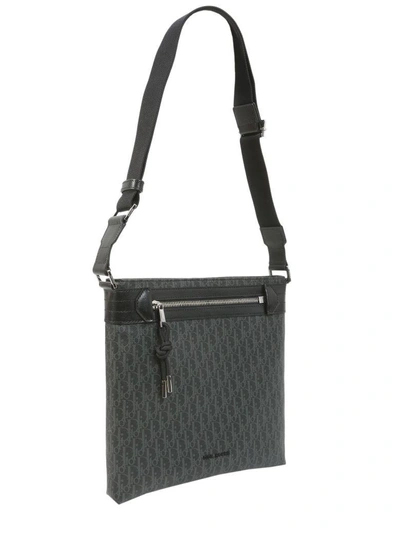 Shop Dior Crossbody Bag With Logo Print In Grigio