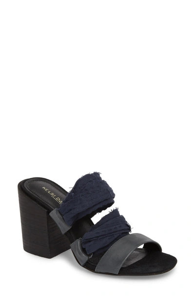 Shop Kelsi Dagger Brooklyn Monaco Slide Sandal In Black/ Navy Leather/ Fabric