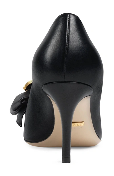 Shop Gucci Queen Margaret Bee Bow Pointy Toe Pump In Black