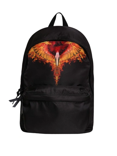 Shop Marcelo Burlon County Of Milan Flame Wings Nylon Backpack In Nero