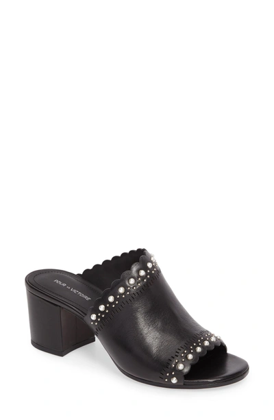 Shop Pour La Victoire Amela Embellished Slide Sandal In Black Leather