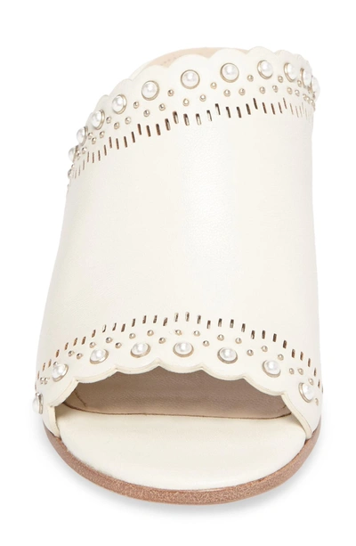 Shop Pour La Victoire Amela Embellished Slide Sandal In Bone Leather