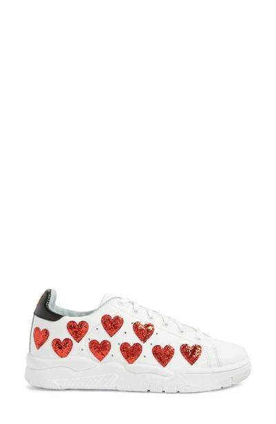 Shop Chiara Ferragni Hearts Roger Sneaker In White/ Red