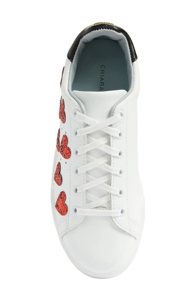 Shop Chiara Ferragni Hearts Roger Sneaker In White/ Red