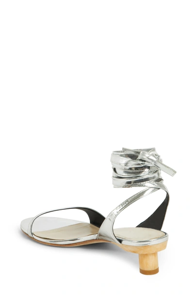 Shop Tibi Scott Ankle Tie Sandal In Silver