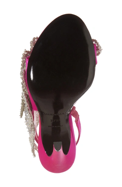 Shop Balenciaga Embellished Slingback Sandal In Rose Fuchsia/ Crystal