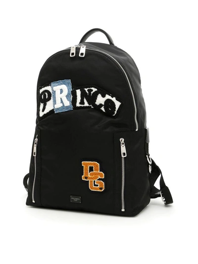 Shop Dolce & Gabbana Nylon Backpack With Prince Patch In Nero-neronero