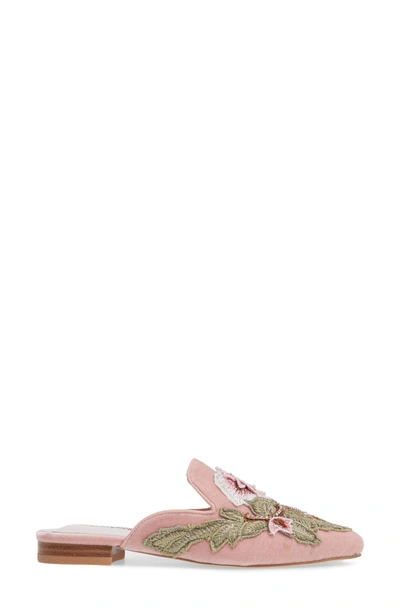 Shop Jeffrey Campbell Claes Applique Loafer Mule In Blush Velvet Combo