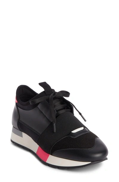 Shop Balenciaga Lace-up Sneaker In Black/ Pink