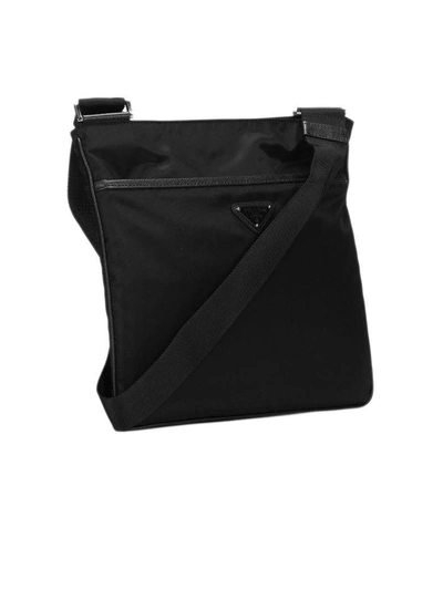 Shop Prada Logo Plaque Shoulder Bag In Nero