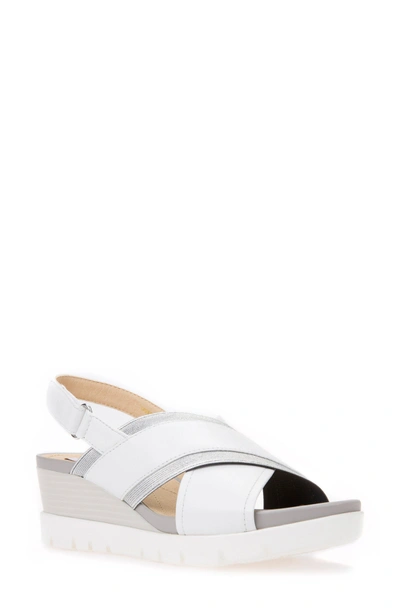 Shop Geox Mary Karmen Plus Wedge In White Leather