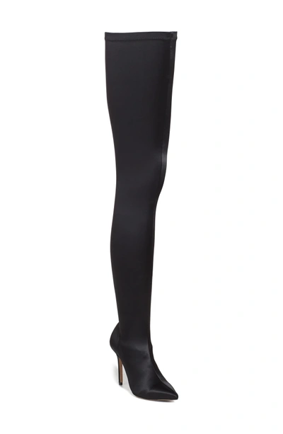 Shop Tony Bianco Dene Thigh High Boot In Black Satin