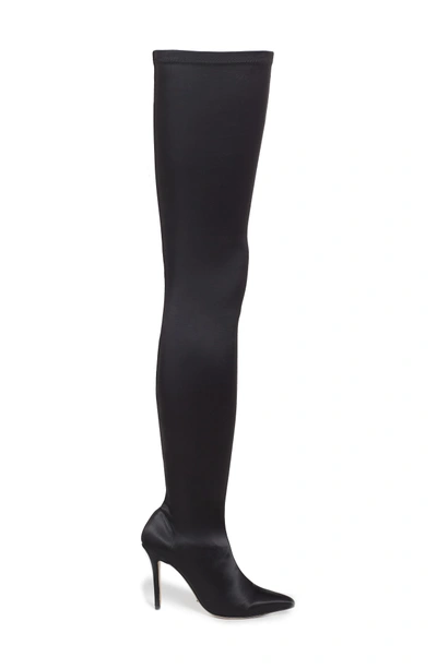 Shop Tony Bianco Dene Thigh High Boot In Black Satin