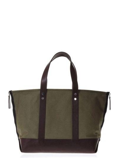 Shop Dsquared2 Dsq Green Canvas Bag With Patches In Green-brown