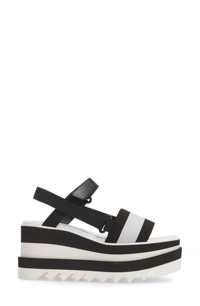 Shop Stella Mccartney Stripe Platform Sandal In Black/ White
