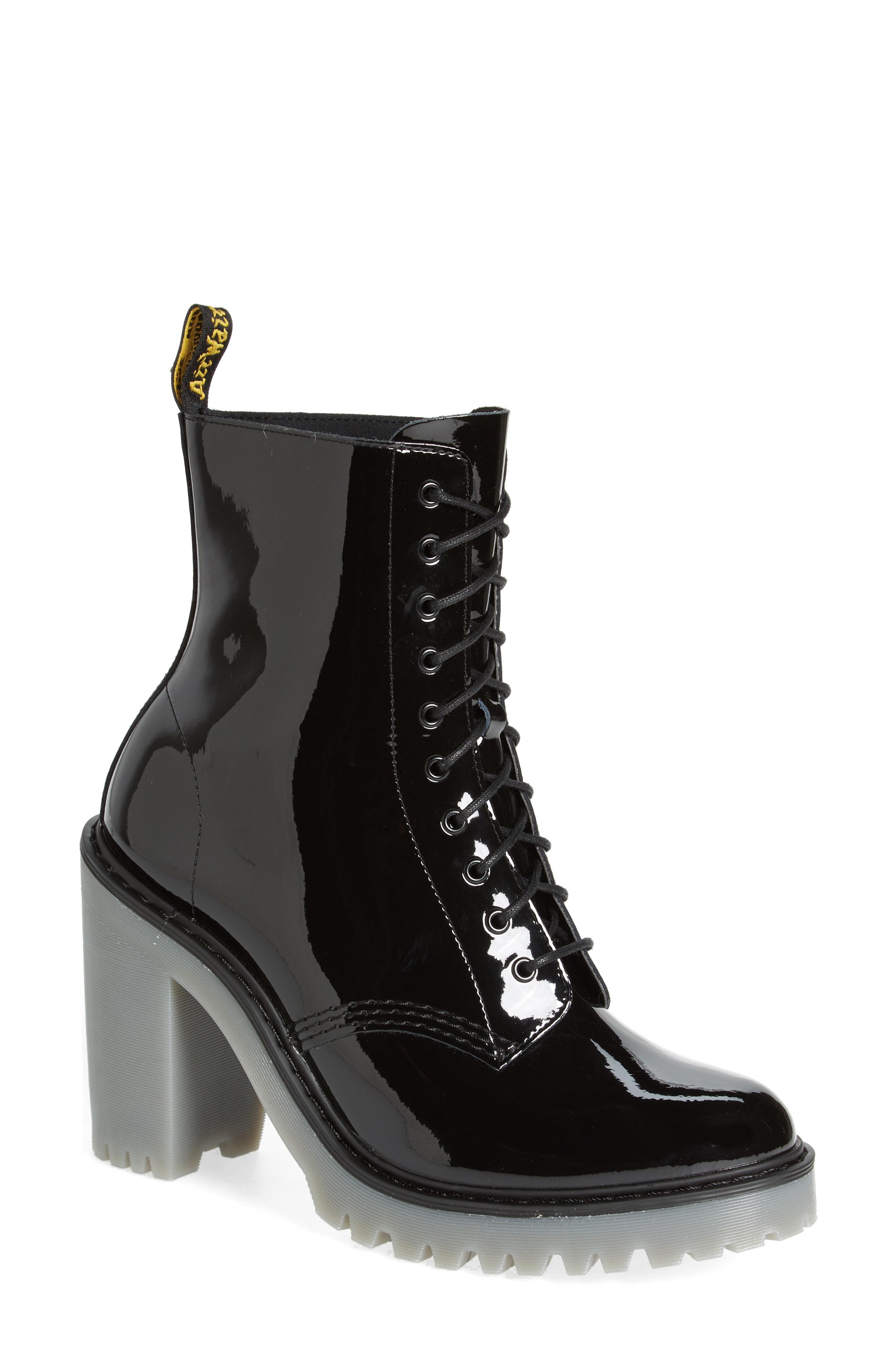 dr martens kendra black leather heeled ankle boots