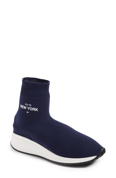 Shop Joshua Sanders Fly To High Top Sock Sneaker In Navy