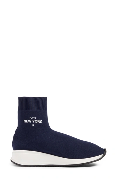 Shop Joshua Sanders Fly To High Top Sock Sneaker In Navy