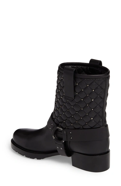 Shop Valentino Rockstud Quilted Harness Bootie In Black