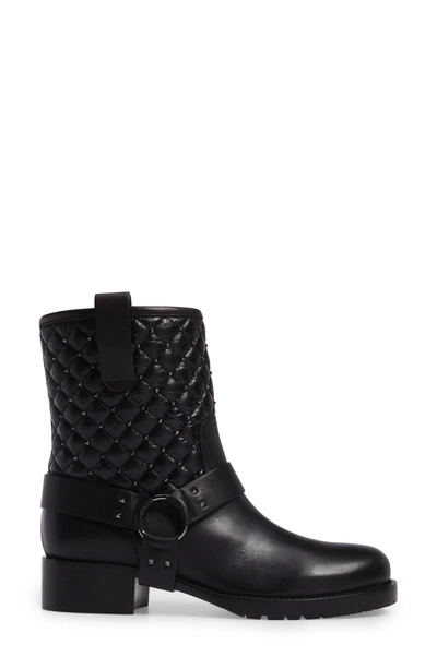 Shop Valentino Rockstud Quilted Harness Bootie In Black