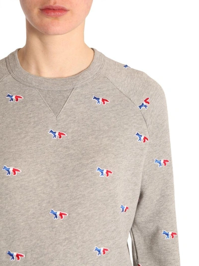 Shop Kitsuné Round Collar Sweatshirt In Grigio