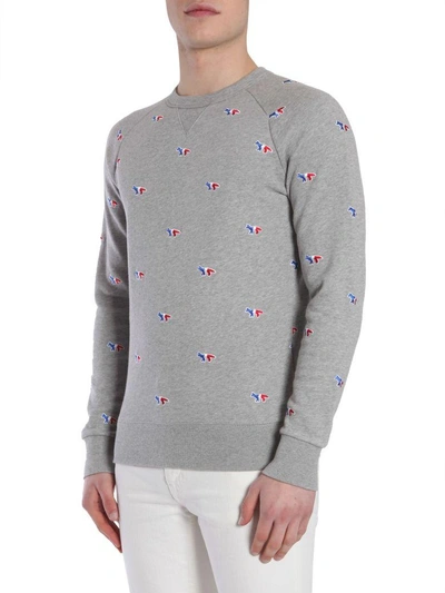 Shop Kitsuné Round Collar Sweatshirt In Grigio