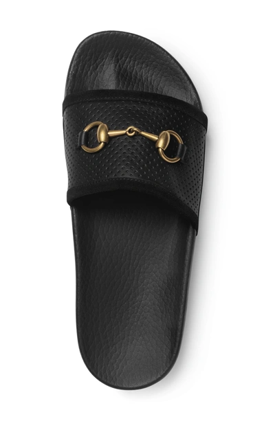 Shop Gucci Pursuit Horsebit Slide Sandal In Black