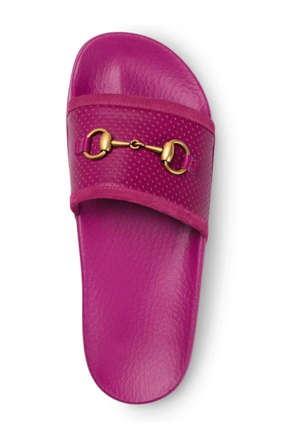 Shop Gucci Pursuit Horsebit Slide Sandal In Burgundy