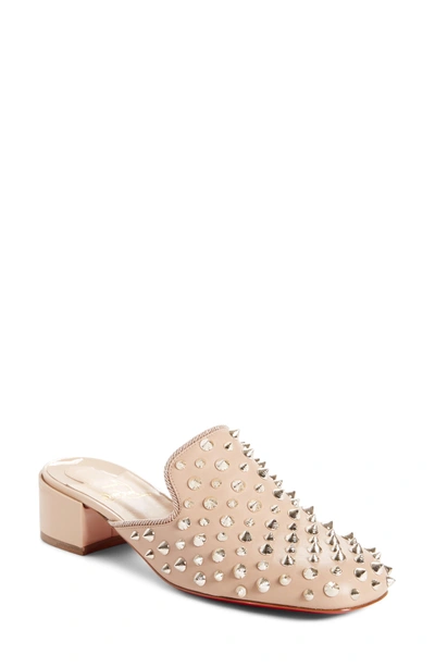 Shop Christian Louboutin Mulaconka Spiked Mule In Nude/ Gold