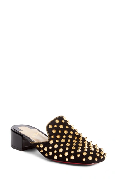 Shop Christian Louboutin Mulaconka Spiked Mule In Black/ Gold