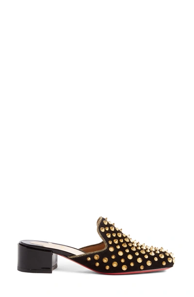 Shop Christian Louboutin Mulaconka Spiked Mule In Black/ Gold