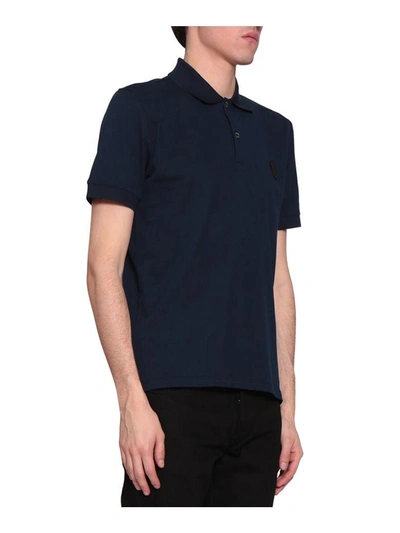 Shop Alexander Mcqueen Skull Cotton Polo T-shirt In Blu